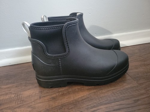 Stivali da pioggia UGG Droplet neri impermeabili gomma lana soletta taglia 10 donna