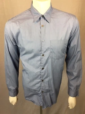 Men's Club Monaco Medium Cotton Turquoise Blue Solid L/S Shirt - Image 1 of 4