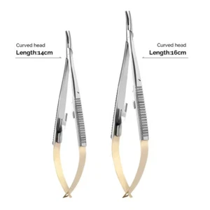 Dental 14cm/16cm Castroviejo Needle Holder Straight/Curved With Lock Tweezer - Picture 1 of 15