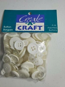 Create A Craft Assorted White Buttons Sewing Crafts New In Package 4 Oz - Picture 1 of 4