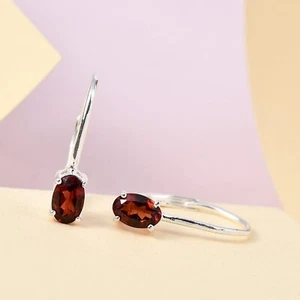.50 Ct oval Cut  Garnet Solitaire  Women's Dangle Earring in 925 Sterling silver - Picture 1 of 5