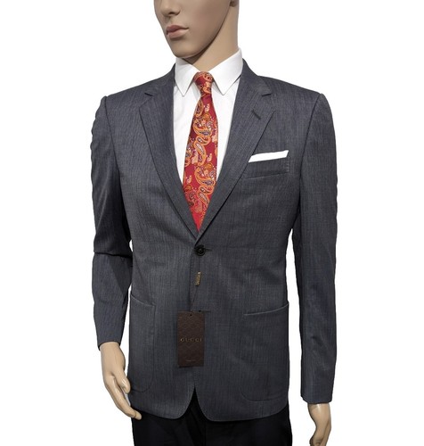 Blazer Gucci uomo slim fit lana doppia G antracite nuovo con etichette UK 36C (36S) PREZZO AL PUBBLICO £ 1080