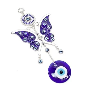 Amuleto de mariposa azul turco grande 4" decoración del hogar colgante de pared, regalo - Imagen 1 de 3