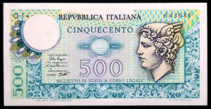 1974 Italy 500 Lire Banknote - Star Watermark - Crisp Uncirculated - Picture 1 of 2