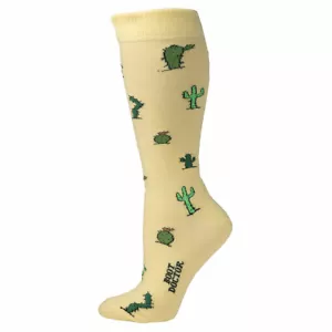 MF Western Boot Doctor Ladies Crew Socks Yellow Cactus One Pair - Picture 1 of 1