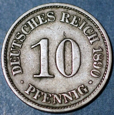 Germany Empire 10 Pfennig 1890 A Wilhelm II KM# 12 - Image 1 of 2