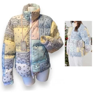 Kith x Lucky Charms Patchwork Paisley Pastel Puffer Bandana Down Jacket XS - Picture 1 of 15