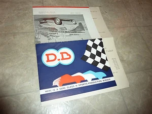 1959 D.B. SPORTS COUPE Price List & LITERATURE MANUAL BROCHURE PAMPHLET - Picture 1 of 3