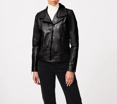 Bernardo Relaxed Genuine Leather Jacket, Black Large A651731 - Image 1 of 4