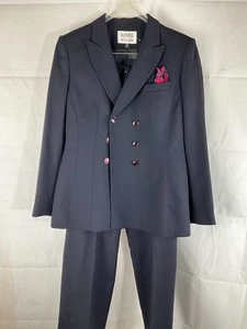 Traje Blazer Mujer Kasper ASL 2 Piezas Doble Pecho Negro Talla 8P Usado en Excelente Condición - Imagen 1 de 9