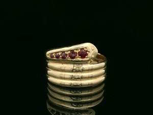 George V 18kt Gelbgold & Rubin Schlangenring - Größe S - 1913 - Bild 1 von 13