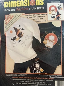 Vintage 90’s Dimension Teenie Halloweenies Witch Ghost Skeleton Iron-On Transfer - Picture 1 of 2