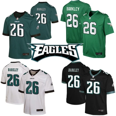 YOUTH Saquon #26 Barkley Stitched Jersey Kelly Green/White/White/Midnight Green