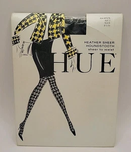 1 Pair HUE Heather Sheer Houndstooth Sheer to waist Size 2 #7678 Black - Picture 1 of 4