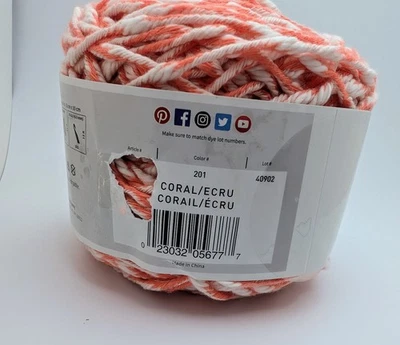 Lion Brand Twisted Cotton Blend Yarn-Coral/Ecru - Image 1 of 3