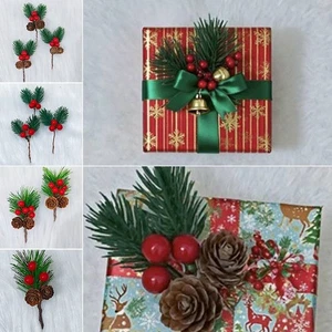 10PCS DIY Christmas Pine Cone Red&Green Xmas Gift Box Decor Christmas Ornament - Picture 1 of 16