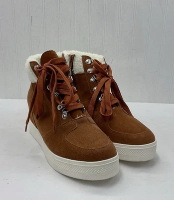 Zapatilla deportiva Steve Madden para mujer de gamuza con cuña Lakes nueva sin caja | marrón/coñac | talla 10M Foto 1 de 4