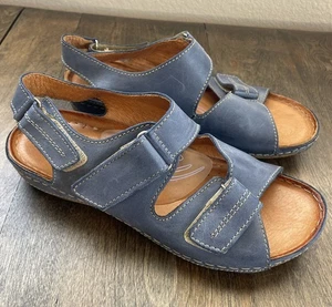 Sandalias de cuña baja azules con cordones de cuero V Italia para mujer talla 37 EU/6,5 EE. UU. - Imagen 1 de 22