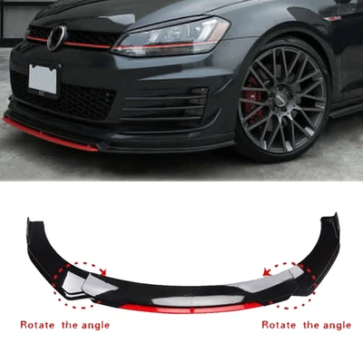 Front Bumper Lip Spoiler Splitter Body Kit Glossy Black Red For Volkswagen — 第 1/4 张图片