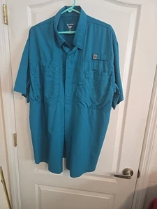 Reel Legends Adult Mens L Blue Vented Short Sleeve Fishing Shirt Outdoor Camp - Picture 1 of 3