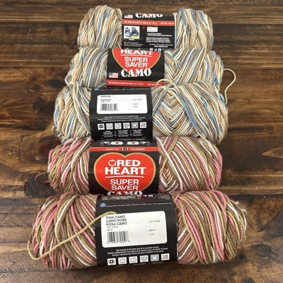 Lote de 5 madejas Red Heart Super Saver hilo espejismo y camuflaje rosa Foto 1 de 4