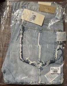 MNML Men's Distressed Jeans Size 34 X 32 Blue Distressed Denim - New - Picture 1 of 3