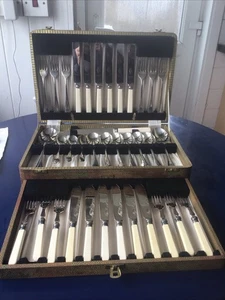 A Fabulous Original Art Deco 39 Piece Cutlery Set In A Faux Shagreen Case - Picture 1 of 24