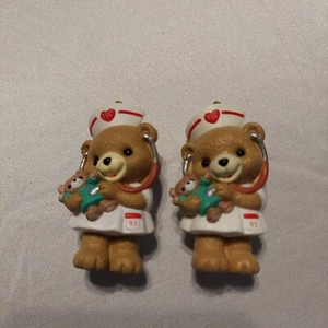 Two Vintage Hallmark Keepsake Ornaments Caring Nurse Teddy Bear 1993 No Box - Picture 1 of 4