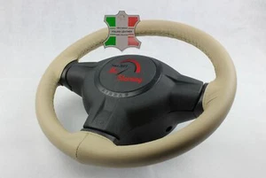 FOR BMW 7 SERIES 93-02 BEIGE LEATHER STEERING WHEEL COVER BEIGE STIT - Imagen 1 de 6