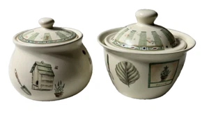 Portfolio by Pfaltzgraff Naturewood Ceramic Garlic Keeper & Sugar Bowl with Lids - Picture 1 of 22