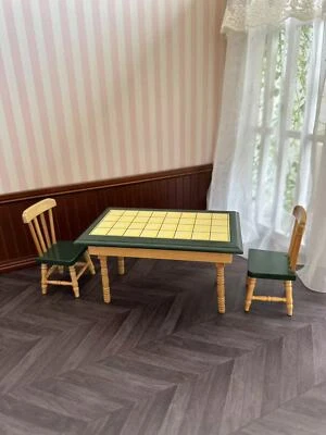 3PC 1:12 Scale Dolls House Miniatures Furniture Dining Table Chair Dining Room - Image 1 of 4