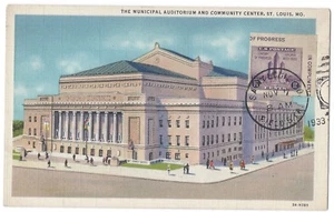 Municipal Auditorium Center St. Louis, MO Vintage 1933 Postkarte Curt Teich Co. - Bild 1 von 2