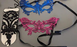 2 & 1 arm Lace Masquerade Mask, Venetian Mardi Gras Lace Mask for Women - Picture 1 of 3