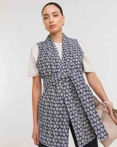 JD Williams Mono Print Washed Quilted Gilet Size 16 New with Tags RRP £32.50 - Picture 1 of 2