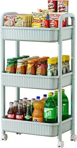 Three-tier rolling cart with wheels, multi-purpose cart - Picture 1 of 6