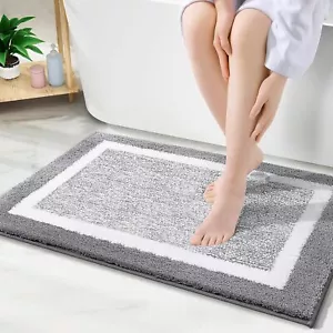Soft Absorbent 30"x20" Non-Slip Microfiber Bath Mat, Quick Dry, Grey - Picture 1 of 8