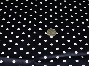 STRETCH COTTON SATEEN SPOT-BLACK/WHITE-DRESS FABRIC-1.0 METRES - Picture 1 of 3
