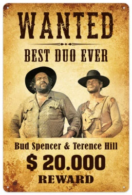 Bud Spencer & Terence Hill - WANTED - BEST DUO EVER - Blechschild 20x30 cm