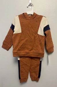 Cat & Jack Boys 2 Piece Hooded Orange Jogging Suit - Picture 1 of 11