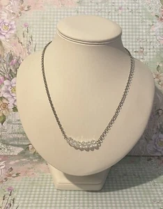 Silver Plated Glass Crystal Bar Necklace - Picture 1 of 6