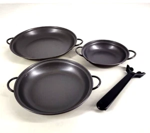 Vintage Set Of 3 Interpur Bake And Fry Skillet Pans Brown Color - Imagen 1 de 15