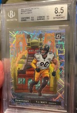 T.J. Watt 2021 Downtown Donruss Optic BGS 8.5 Card with 3 9.5 Subs Prizm Optic