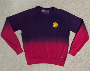 Aviator Nation SMALL Smiley handgefärbt lila entspannt Crew Sweatshirt Damen - Bild 1 von 16