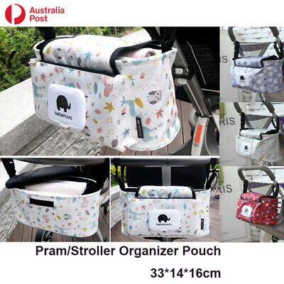 Baby Pram Stroller Organiser Nappy Pouch Milk Bottle Tissue Box Nursery Canvas • 15$