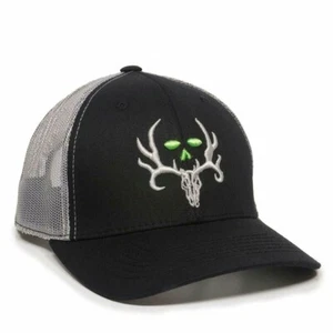 BONE COLLECTOR LOGO MESH TRUCKER SNAPBACK HAT CAP BLACK GREY CURVED BILL RETRO - Picture 1 of 3