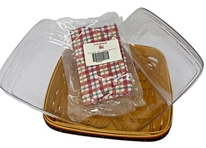 Longaberger 1998 Picnic Pal Combo Basket, Cherry Red Plaid Liner, 2 Protectors - Picture 1 of 11