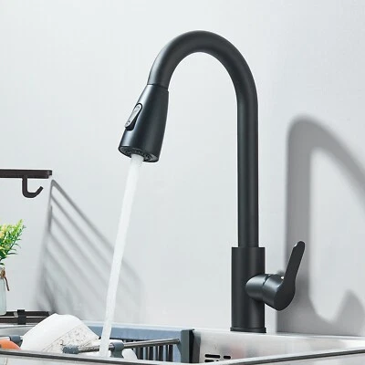 ONYZPILY Küchenarmatur 360° Einhandmischer mit Brause Ausziehbar Wasserhahn Küche Schwarz