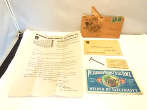 ANTIQUE VTG PITTSBURGH PERFECT FENCING CATALOG, ORIG. ENEVELOPE, LETTER & SAMPLE - Picture 1 of 20