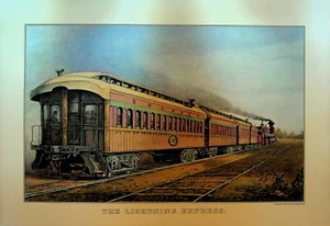 Currier & Ives Calendar Topper 1966 The Lightning Express Train - Picture 1 of 1