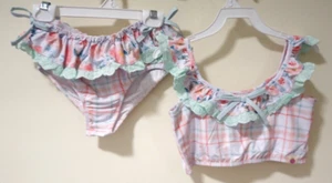 NWT Cheeky Plum Floral /  Plaid Bathing Suit Girl's Size 12 - Picture 1 of 2